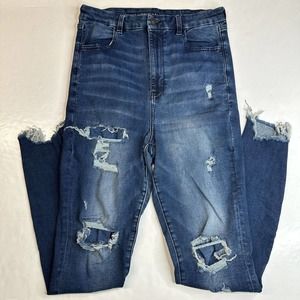 American Eagle Curvy Highest Rise Jegging 12 XLong Next Level Distressed Fray